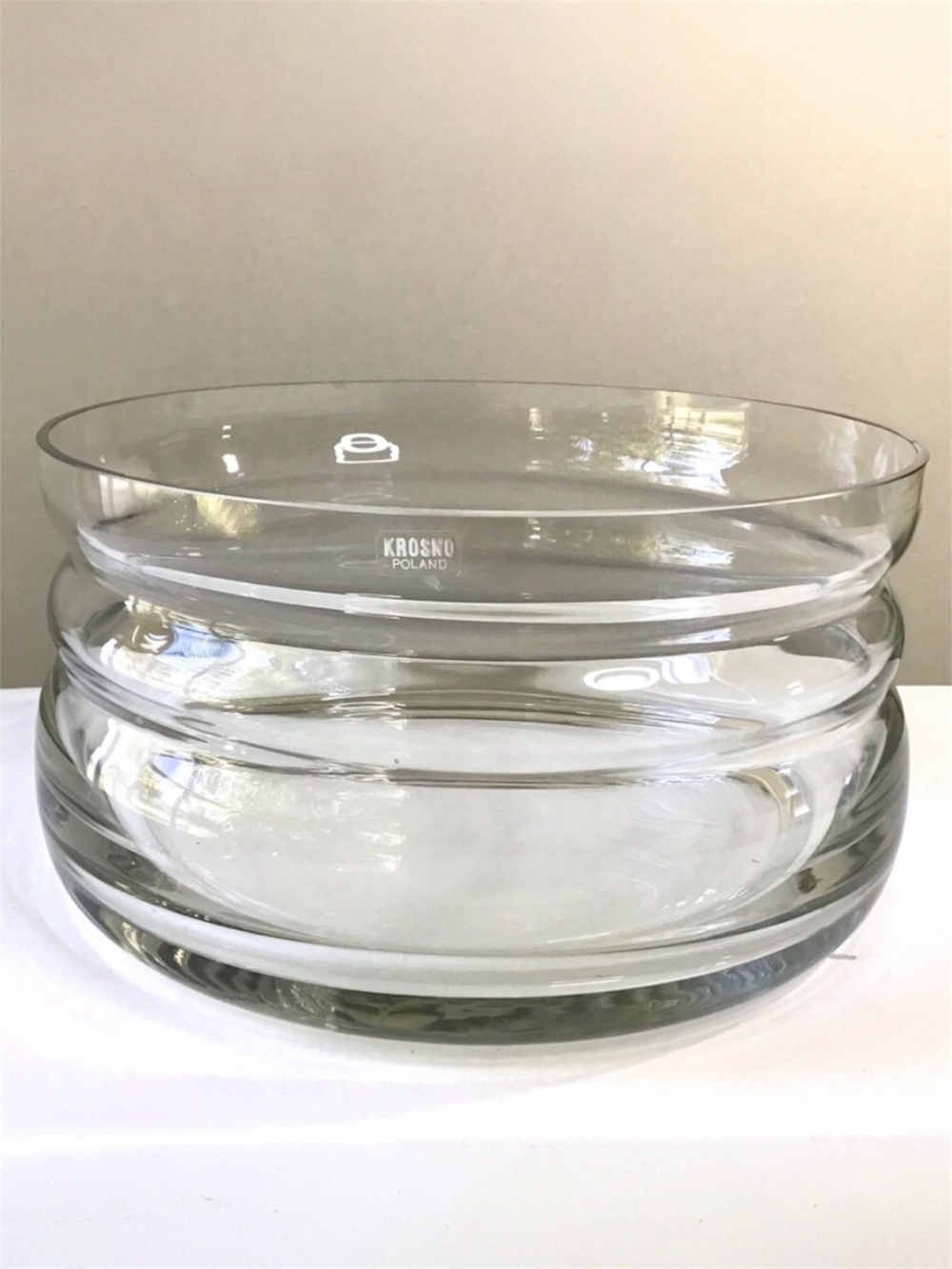 Vintage Krosno Crystal Clear Glass Bowl Made in Poland Heavyweight 8”x4.25”